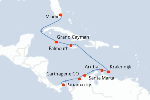 Carte itinéraire croisière  - 10 jours au départ de Panama city - Caraïbes Bahamas