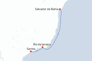 Carte itinéraire croisière - 3 jours au départ de Salvador de Bahia - Brésil