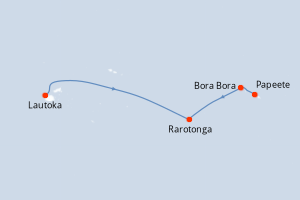 Carte itinéraire croisière - 11 jours au départ de Lautoka - Tahiti