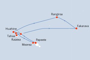 Carte itinéraire croisière - 11 jours au départ de Papeete - Tahiti