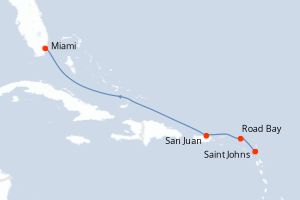 Carte itinéraire croisière - 5 jours au départ de Saint Johns - Caraïbes Bahamas