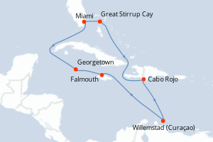 Carte itinéraire croisière  - 10 jours au départ de Miami - Caraïbes Bahamas