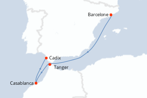 Carte itinéraire croisière - 4 jours au départ de Barcelone - Méditerranée