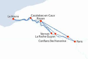 Carte itinéraire croisière - 7 jours au départ de Paris - Seine