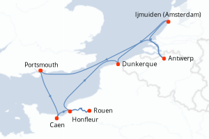 Carte itinéraire croisière - 9 jours au départ de Portsmouth - Atlantique