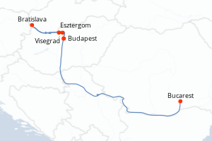 Carte itinéraire croisière - 8 jours au départ de Budapest - Danube