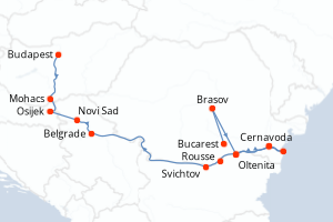 Carte itinéraire croisière - 11 jours au départ de Bucarest - Danube