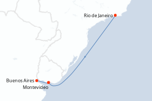 Carte itinéraire croisière - 4 jours au départ de Rio de Janeiro - Amérique du Sud