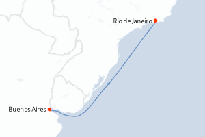 Carte itinéraire croisière - 3 jours au départ de Buenos Aires - Amérique du Sud