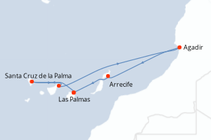 Carte itinéraire croisière - 7 jours au départ de Las Palmas - Iles Canaries