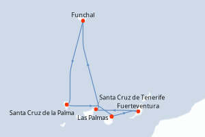Carte itinéraire croisière - 7 jours au départ de Las Palmas - Iles Canaries