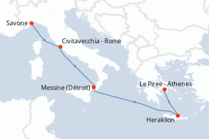Carte itinéraire croisière - 5 jours au départ de Savone - Méditerranée