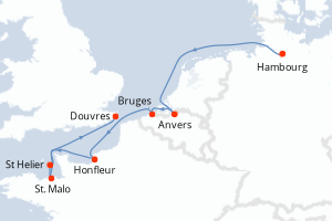Carte itinéraire croisière - 7 jours au départ de Hambourg - Europe du Nord