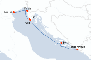 Carte itinéraire croisière - 7 jours au départ de Dubrovnik - Méditerranée