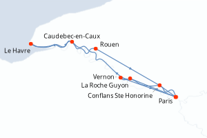 Carte itinéraire croisière - 7 jours au départ de Paris - Seine