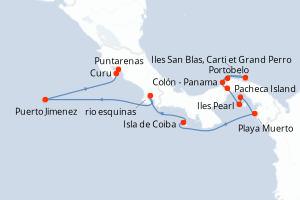 Carte itinéraire croisière - 10 jours au départ de Colon - Panama - Amérique du Sud