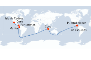 Carte itinéraire croisière - 7 jours au départ de Puntarenas - Amérique du Sud