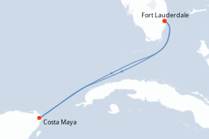 Carte itinéraire croisière - 4 jours au départ de Fort Lauderdale - Caraïbes Bahamas