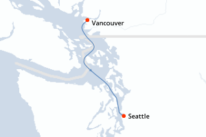 carte itinéraire croisière Alaska 1 jour au départ du port de Vancouver
