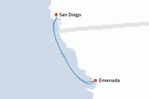 Carte de l'itinéraire de croisière San Diego-San Diego d'une durée de 3 jours