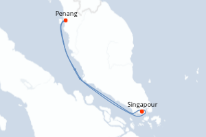 carte itinéraire croisière Asie 3 jours au départ du port de Singapour