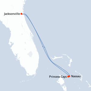 carte itinéraire croisière Caraïbes Bahamas 5 jours au départ du port de Jacksonville