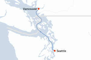 carte itinéraire croisière Alaska 1 jour au départ du port de Seattle