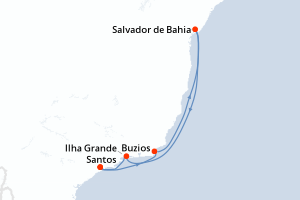 carte itinéraire croisière Amérique du Sud 6 jours au départ du port de Santos