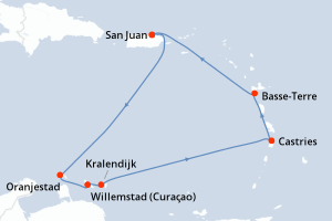 carte itinéraire croisière Caraïbes Bahamas 7 jours au départ du port de San Juan
