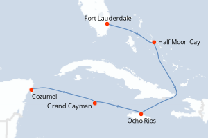 Carte de l'itinéraire de croisière Fort Lauderdale-Navigation d'une durée de 7 jours