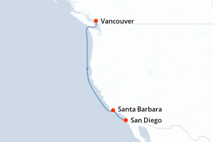 carte itinéraire croisière Alaska 4 jours au départ du port de Vancouver