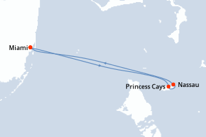 carte itinéraire croisière Caraïbes Bahamas 4 jours au départ du port de Miami