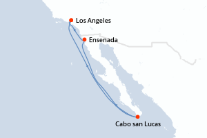 Carte de l'itinéraire de croisière Los Angeles-Los Angeles d'une durée de 5 jours
