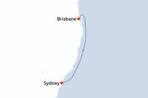 Carte itinéraire croisière Australie - 2 jours au départ de Sydney - Australie Nouvelle Zélande