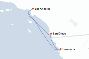 carte itinéraire croisière Riviera Mexicaine 4 jours au départ du port de Los Angeles