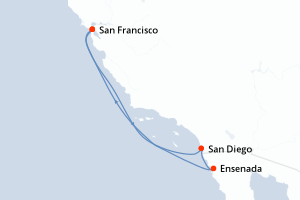 carte itinéraire croisière Riviera Mexicaine 5 jours au départ du port de San Francisco