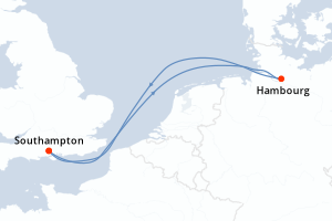 carte itinéraire croisière Europe du Nord 4 jours au départ du port de Southampton