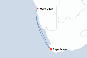 Carte de l'itinéraire de croisière Cape Town-Cape Town d'une durée de 5 jours