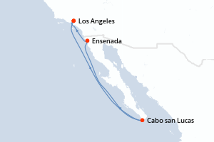 Carte de l'itinéraire de croisière Los Angeles-Los Angeles d'une durée de 6 jours