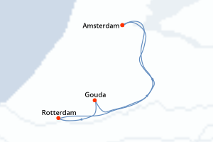 Carte de l'itinéraire de croisière Amsterdam-Amsterdam d'une durée de 4 jours