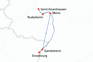 Carte de l'itinéraire de croisière Strasbourg-Strasbourg d'une durée de 4 jours