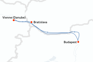 carte itinéraire croisière Danube 5 jours au départ du port de Vienne (Danube)