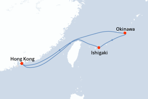 carte itinéraire croisière Asie 5 jours au départ du port de Hong Kong