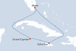 carte itinéraire croisière Caraïbes Bahamas 5 jours au départ du port de Miami