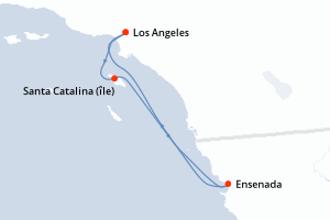carte itinéraire croisière Riviera Mexicaine 4 jours au départ du port de Los Angeles