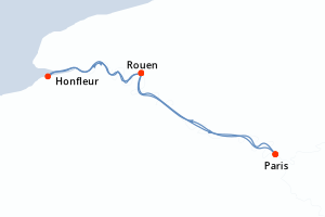 Carte de l'itinéraire de croisière Paris-Paris d'une durée de 4 jours