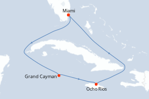 carte itinéraire croisière Caraïbes Bahamas 5 jours au départ du port de Miami