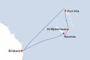 carte itinéraire croisière Australie Nouvelle Zélande 8 jours au départ du port de Brisbane