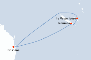 carte itinéraire croisière Australie Nouvelle Zélande 7 jours au départ du port de Brisbane