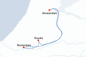 Carte de l'itinéraire de croisière Amsterdam-Amsterdam d'une durée de 4 jours